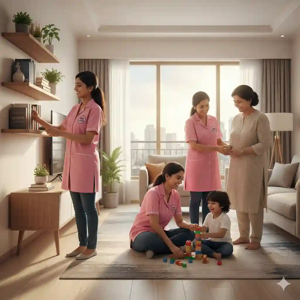 Benefits of Maid Service in Delhi showing trusted household help from Maid Service Home